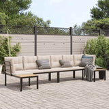 vidaXL 4-Piece Lounge Set with Cushions Powder-Coated Steel Black
