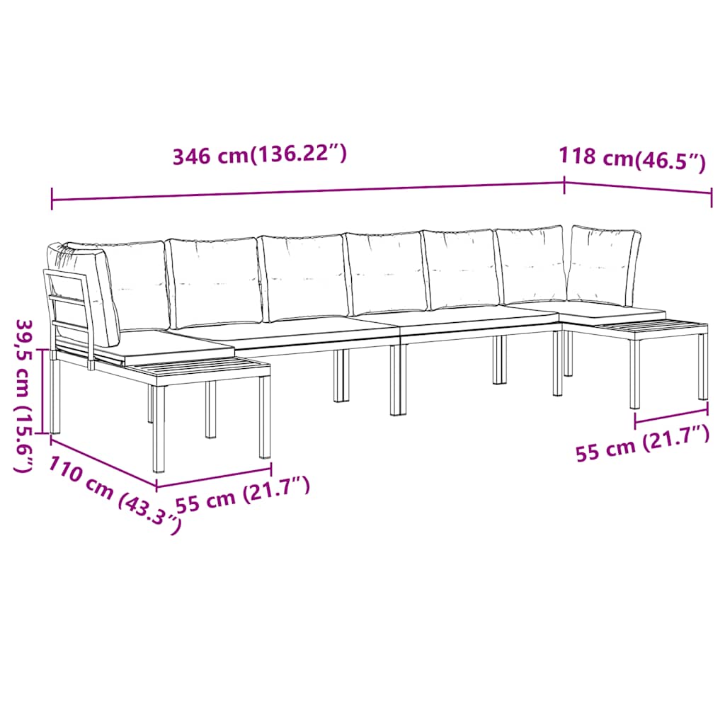 vidaXL 4-Piece Lounge Set with Cushions Powder-Coated Steel Black