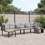 vidaXL 4-Piece Lounge Set with Cushions Powder-Coated Steel Black