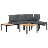 vidaXL 4-delige Loungeset met kussens aluminium zwart