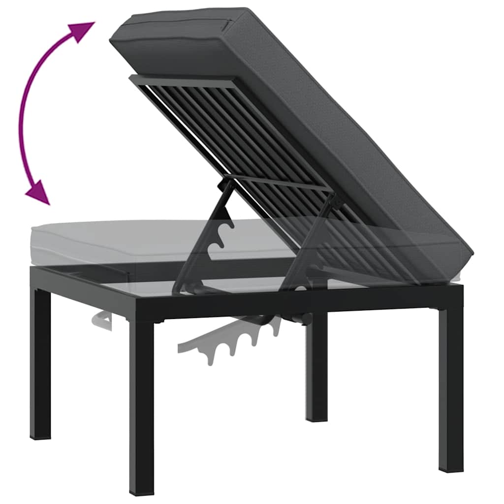 vidaXL 4-delige Loungeset met kussens aluminium zwart