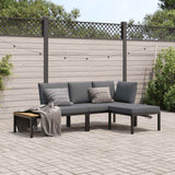 vidaXL 4-delige Loungeset met kussens aluminium zwart