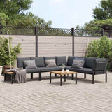 vidaXL 5-delige Loungeset met kussens aluminium zwart