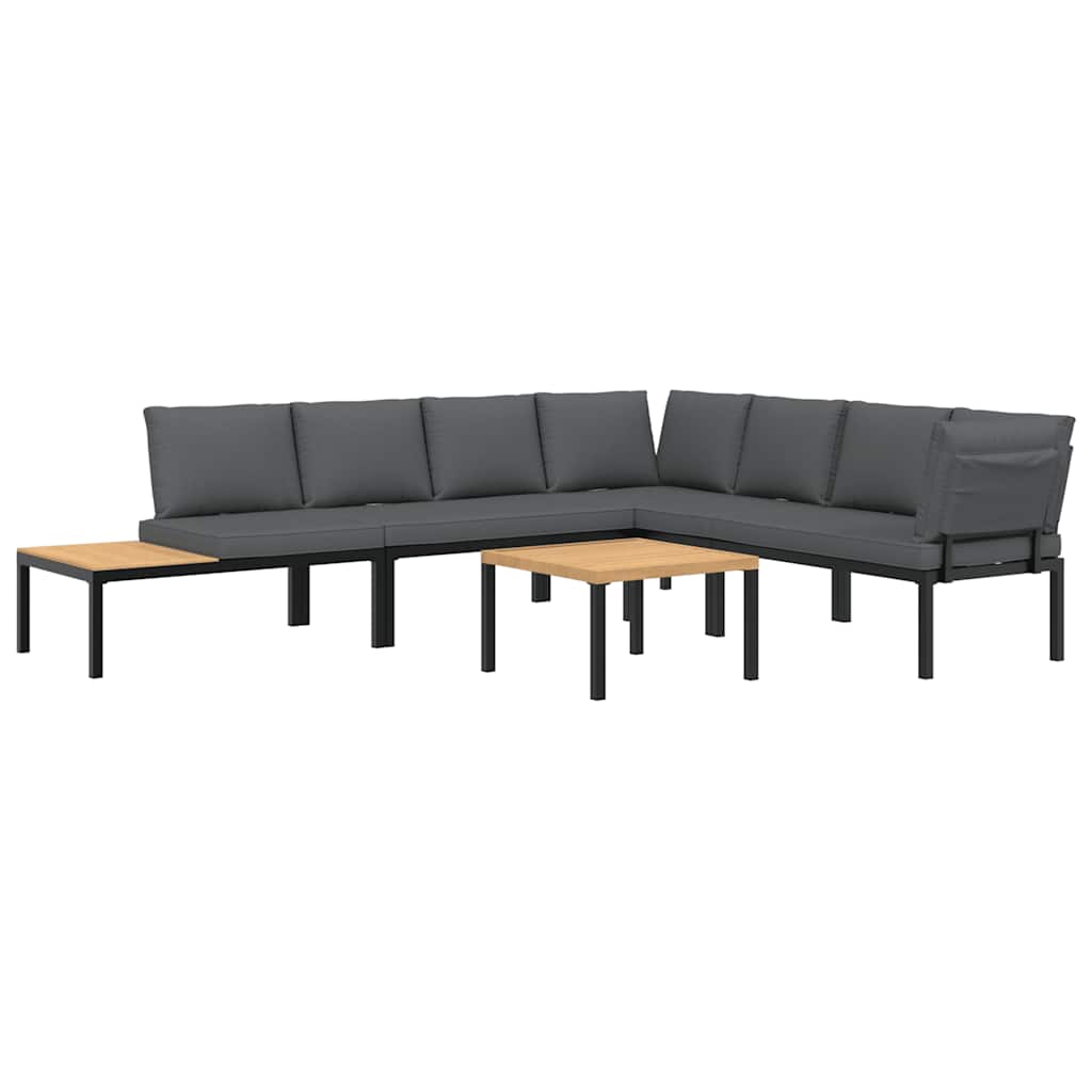 vidaXL 5-delige Loungeset met kussens aluminium zwart
