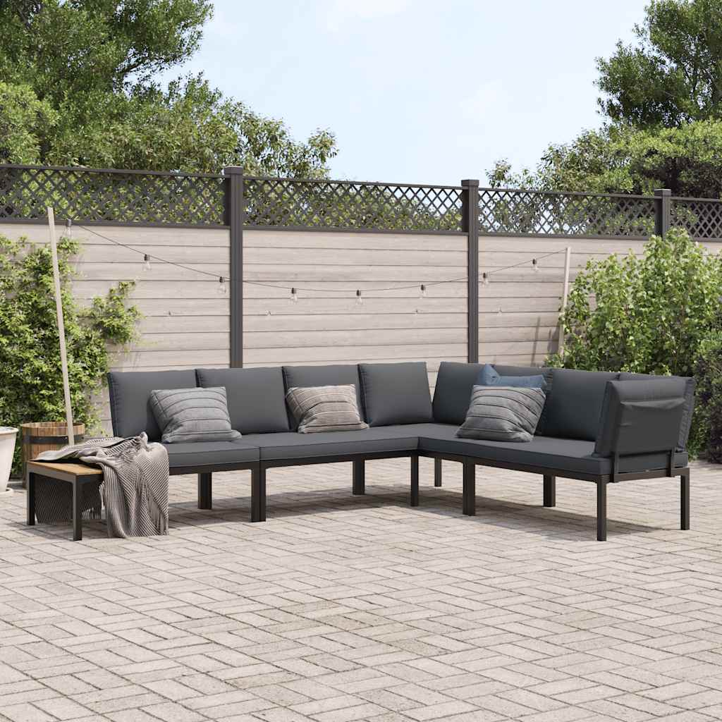 vidaXL 5-delige Loungeset met kussens aluminium zwart
