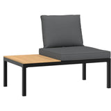 vidaXL 3-delige Loungeset met kussens aluminium zwart