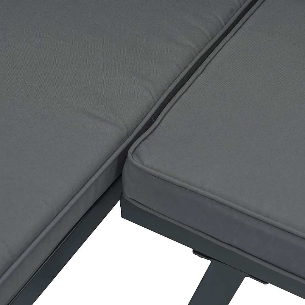 vidaXL 3-delige Loungeset met kussens aluminium zwart