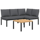 vidaXL 3-Piece Lounge Set with Cushions Aluminium Black