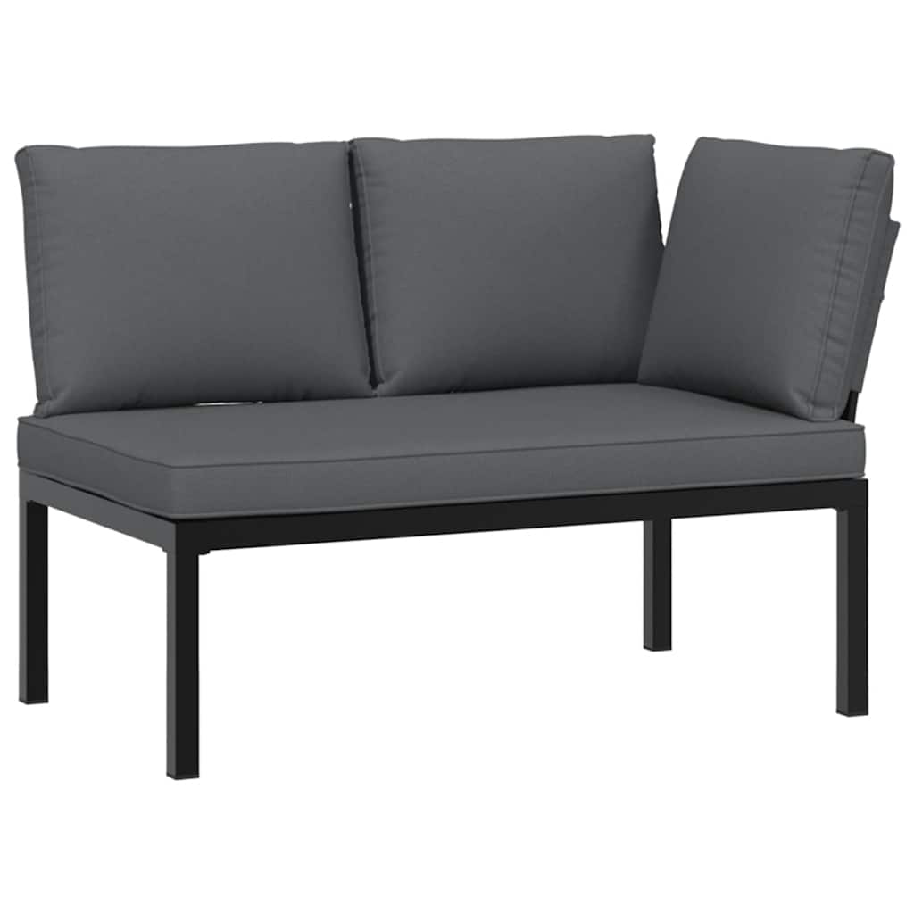 vidaXL 3-Piece Lounge Set with Cushions Aluminium Black