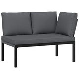 vidaXL 3-Piece Lounge Set with Cushions Aluminium Black