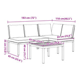 vidaXL 3-Piece Lounge Set with Cushions Aluminium Black