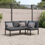 vidaXL 3-Piece Lounge Set with Cushions Aluminium Black