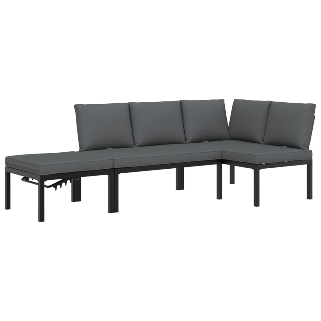 vidaXL 4-Piece Garden Lounge Set with Cushions Aluminium Black