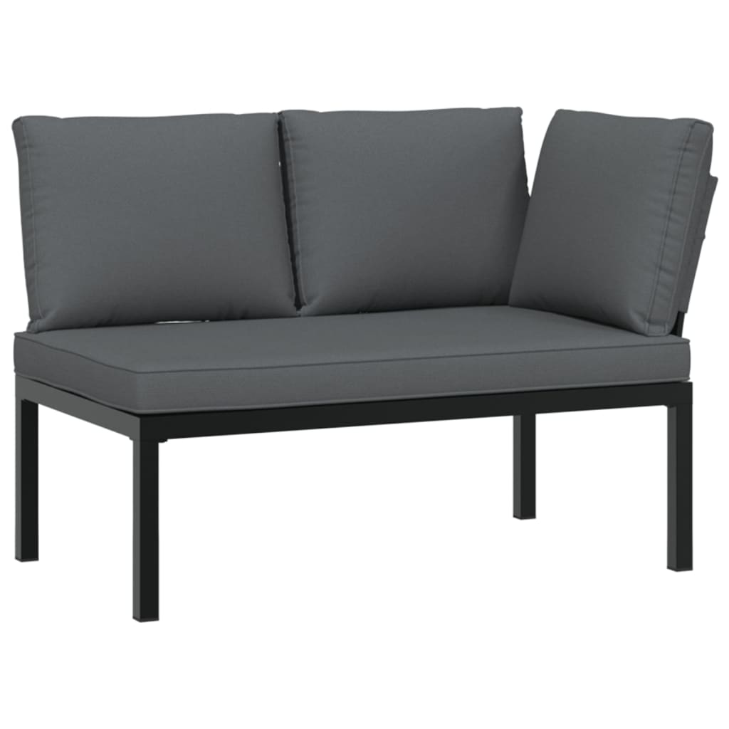 vidaXL 4-Piece Garden Lounge Set with Cushions Aluminium Black