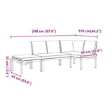 vidaXL 4-Piece Garden Lounge Set with Cushions Aluminium Black
