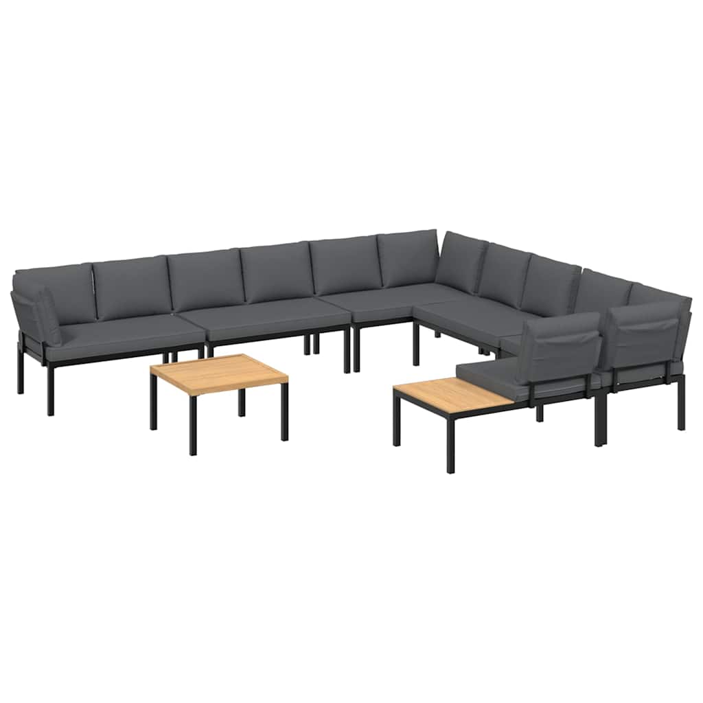 vidaXL 7-delige Loungeset met kussens aluminium zwart