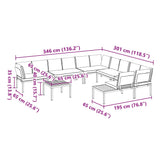 vidaXL 7-delige Loungeset met kussens aluminium zwart