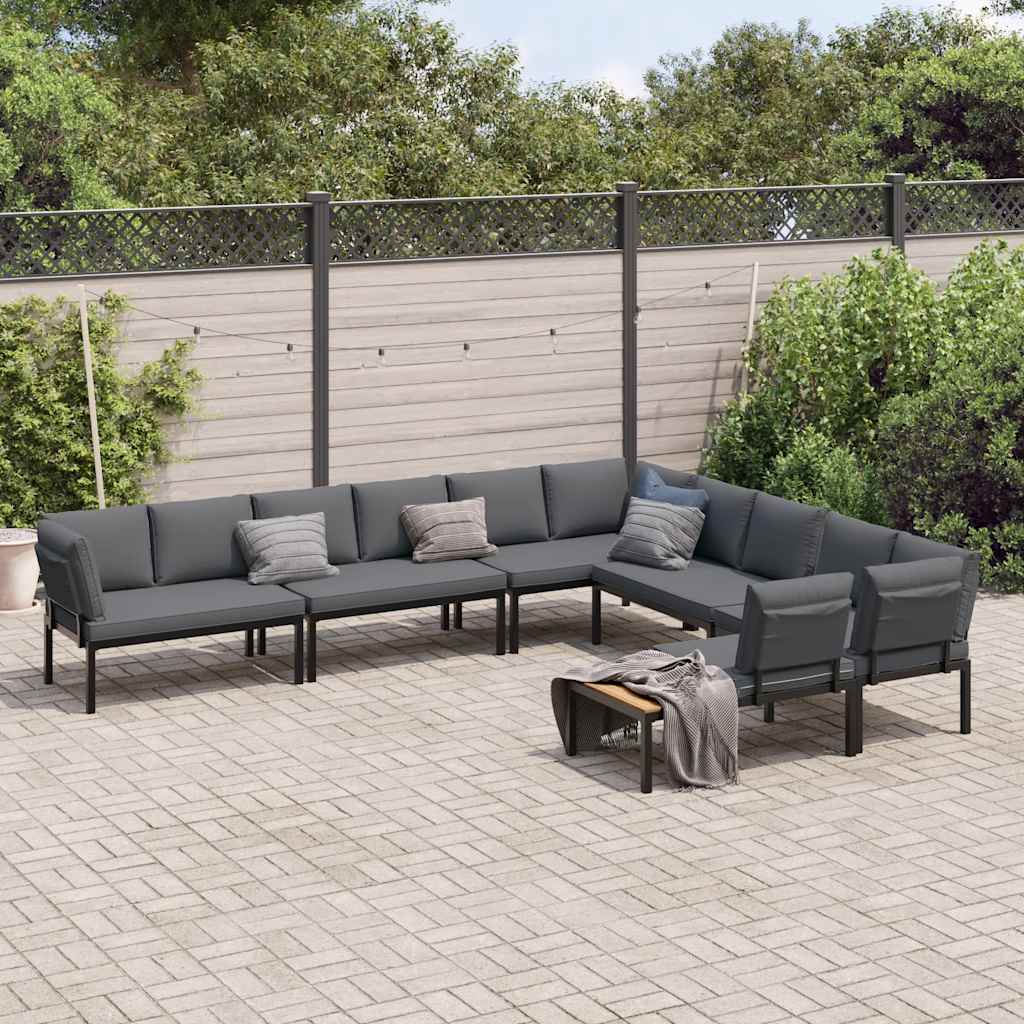 vidaXL 7-delige Loungeset met kussens aluminium zwart