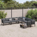 vidaXL 7-delige Loungeset met kussens aluminium zwart