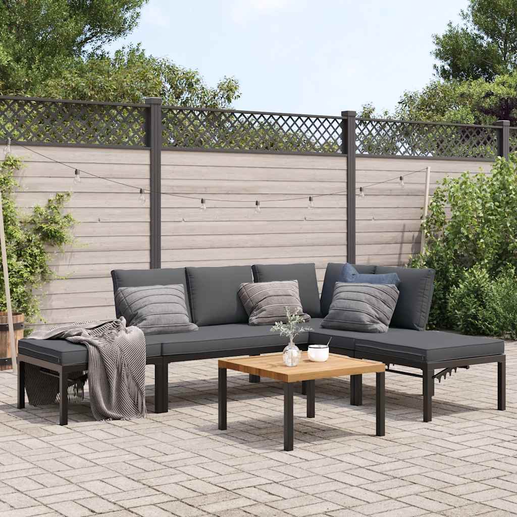 vidaXL 5-piece Lounge Set with Cushions Aluminium Black