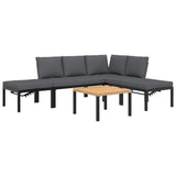 vidaXL 5-piece Lounge Set with Cushions Aluminium Black