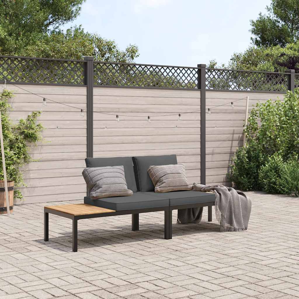 vidaXL 3-delige Loungeset met kussens aluminium zwart