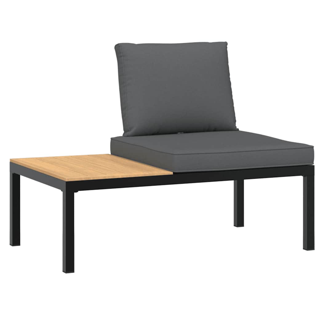 vidaXL 4-delige Loungeset met kussens aluminium zwart