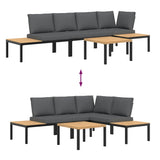 vidaXL 4-delige Loungeset met kussens aluminium zwart