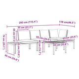 vidaXL 4-delige Loungeset met kussens aluminium zwart