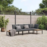 vidaXL 4-delige Loungeset met kussens aluminium zwart