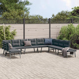vidaXL 7-delige Tuinbankenset met kussens gepoedercoat staal zwart