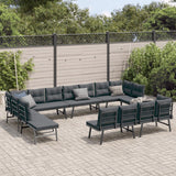 vidaXL 9-delige Tuinbankenset met kussens gepoedercoat staal zwart