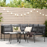 vidaXL Loungeset met kussens staal en textileen zwart