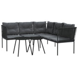 vidaXL Loungeset met kussens staal en textileen zwart