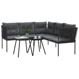 vidaXL Loungeset met kussens staal en textileen zwart