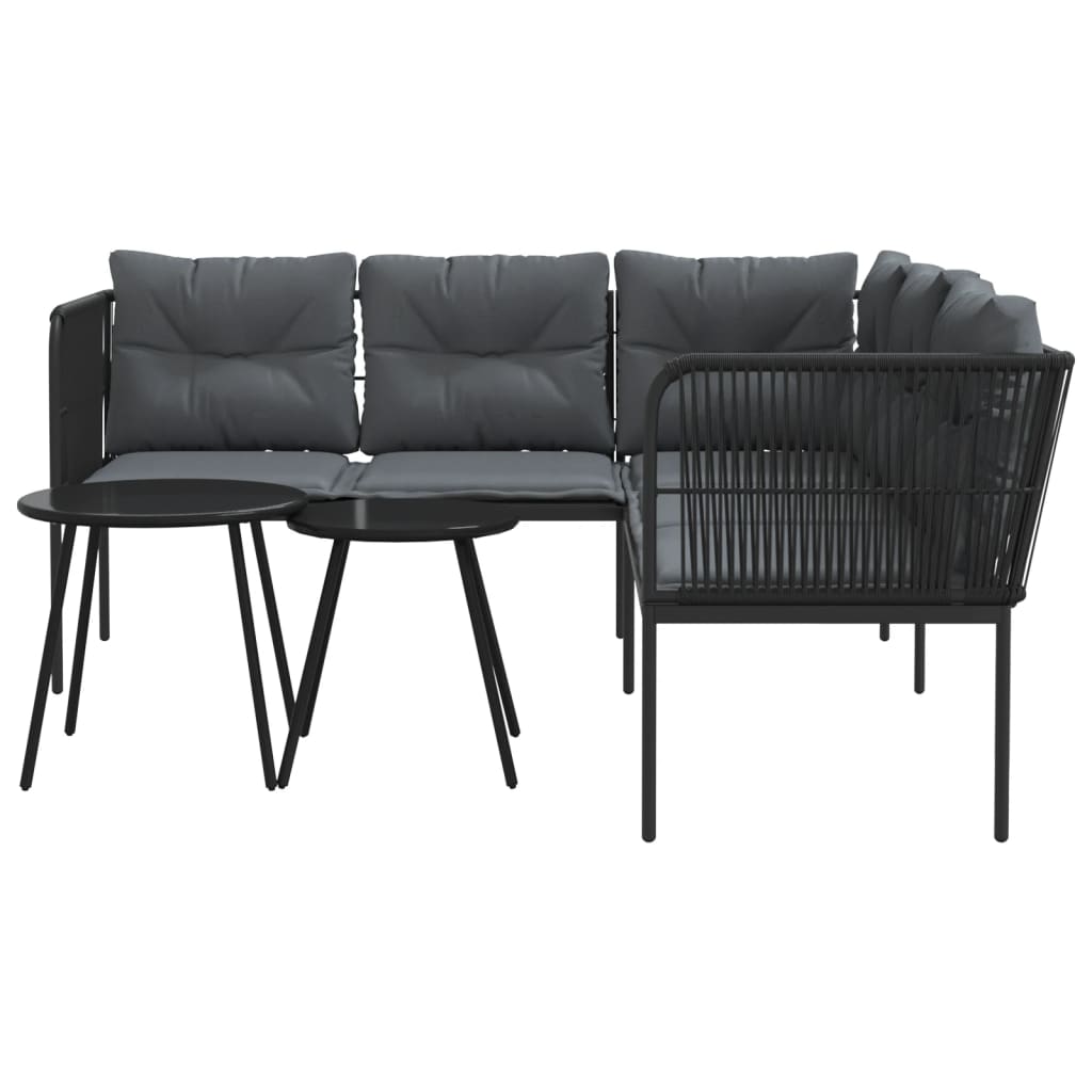 vidaXL Loungeset met kussens staal en textileen zwart