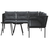 vidaXL Loungeset met kussens staal en textileen zwart