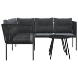 vidaXL Loungeset met kussens staal en textileen zwart