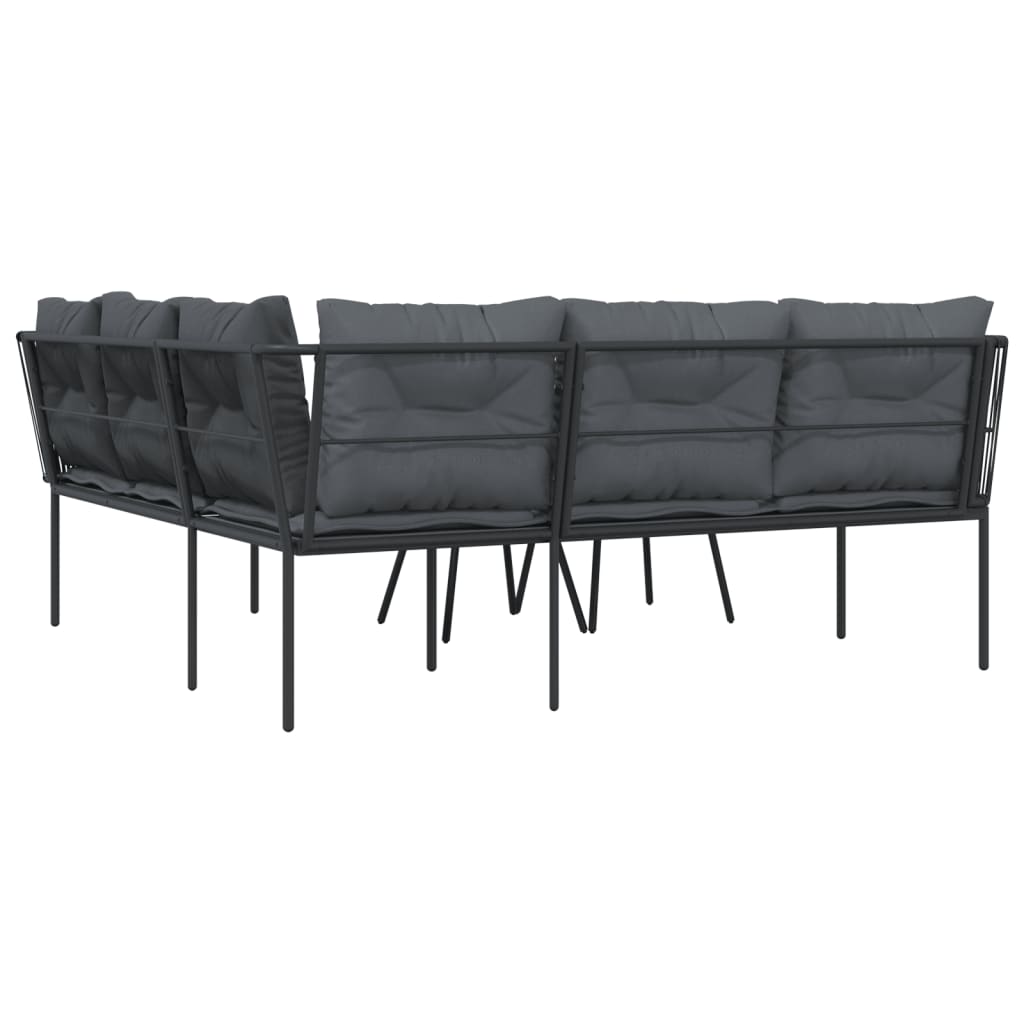 vidaXL Loungeset met kussens staal en textileen zwart