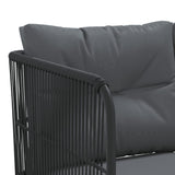 vidaXL Loungeset met kussens staal en textileen zwart