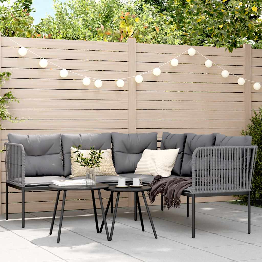 vidaXL Loungeset met kussens staal en textileen zwart