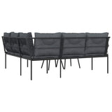 vidaXL Loungeset met kussens staal en textileen zwart