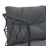vidaXL Loungeset met kussens staal en textileen zwart