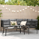 vidaXL Lounge Set with Cushions Steel and Textilene Black