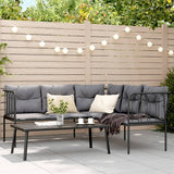 vidaXL Lounge Set with Cushions Steel and Textilene Black