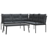 vidaXL Lounge Set with Cushions Steel and Textilene Black