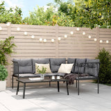vidaXL Lounge Set with Cushions Steel and Textilene Black