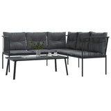 vidaXL Lounge Set with Cushions Steel and Textilene Black