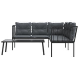 vidaXL Lounge Set with Cushions Steel and Textilene Black