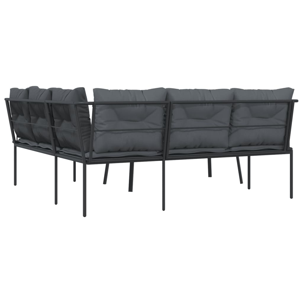 vidaXL Lounge Set with Cushions Steel and Textilene Black